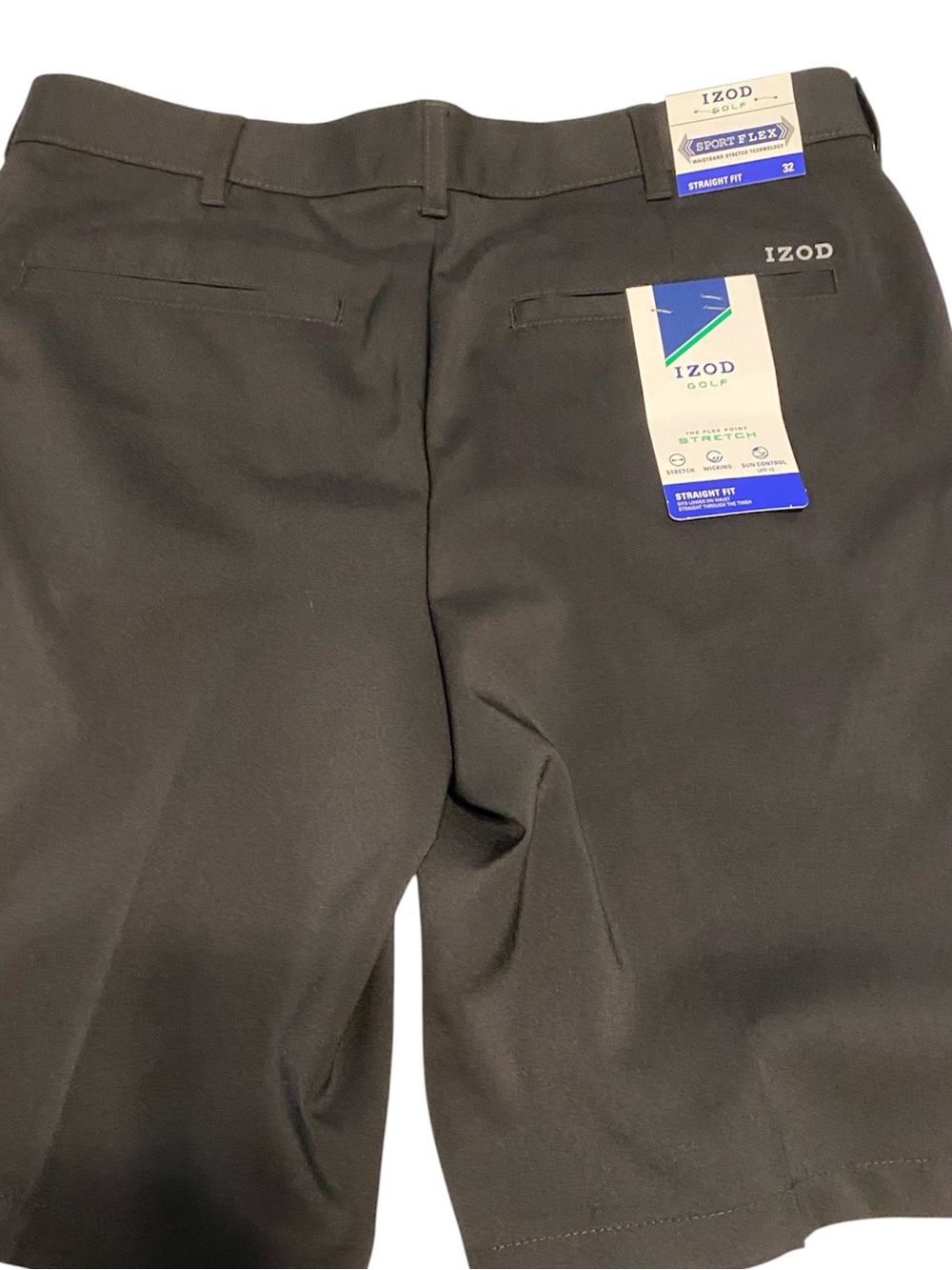 Izod Men's Black Flat Front Golf Shorts Size 32